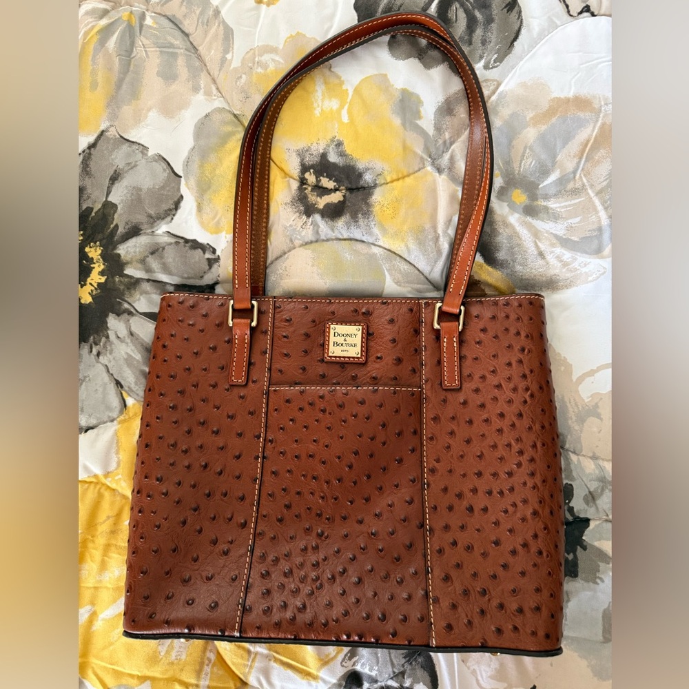 Dooney & Bourke Ostrich-Embossed Tan Tote